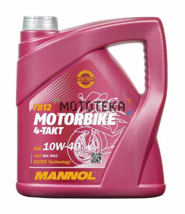 Масло моторное синтетическое 7812 Mannol (Маннол) 4 - TAKT MOTORBIKE 10W - 40 4 л. для мотоциклов 10W - 40